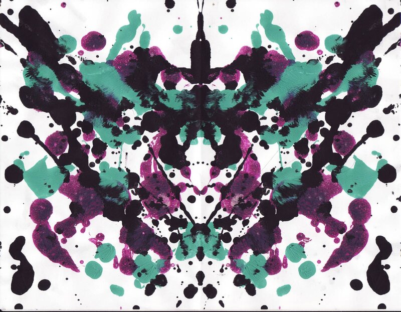 Symmetrical Inkblot Pattern — Green, Chaotic, Abstract, Ink Splatters