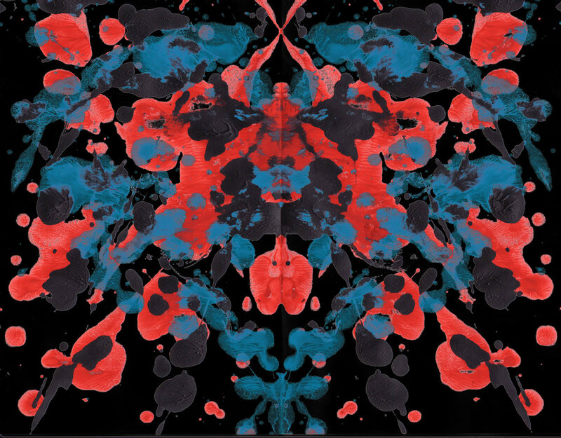 Symmetrical Inkblot Pattern — Red, Dramatic