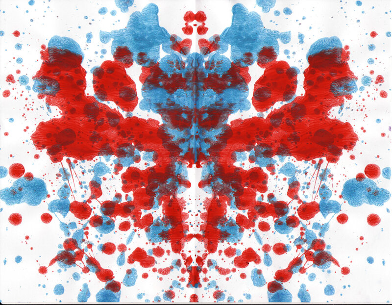 Symmetrical Inkblot Pattern — Red