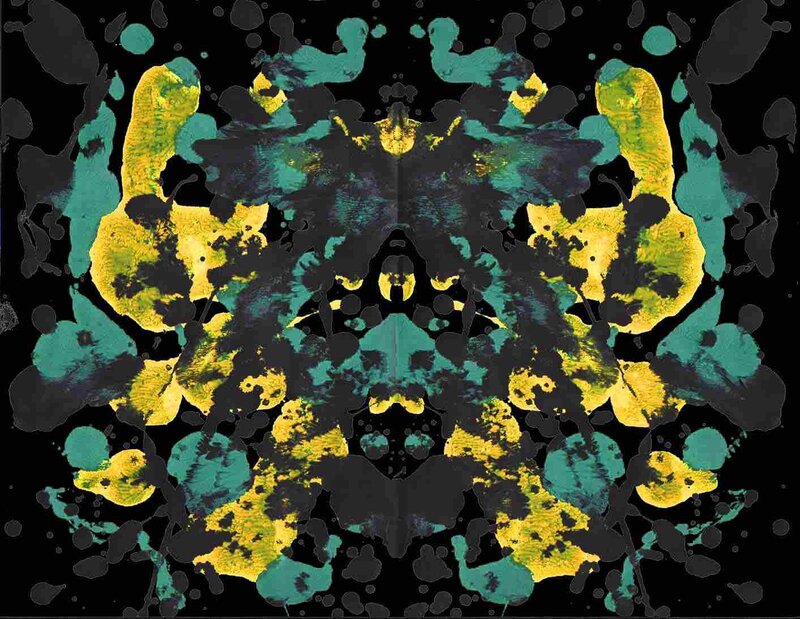 Symmetrical Inkblot Pattern — Yellow