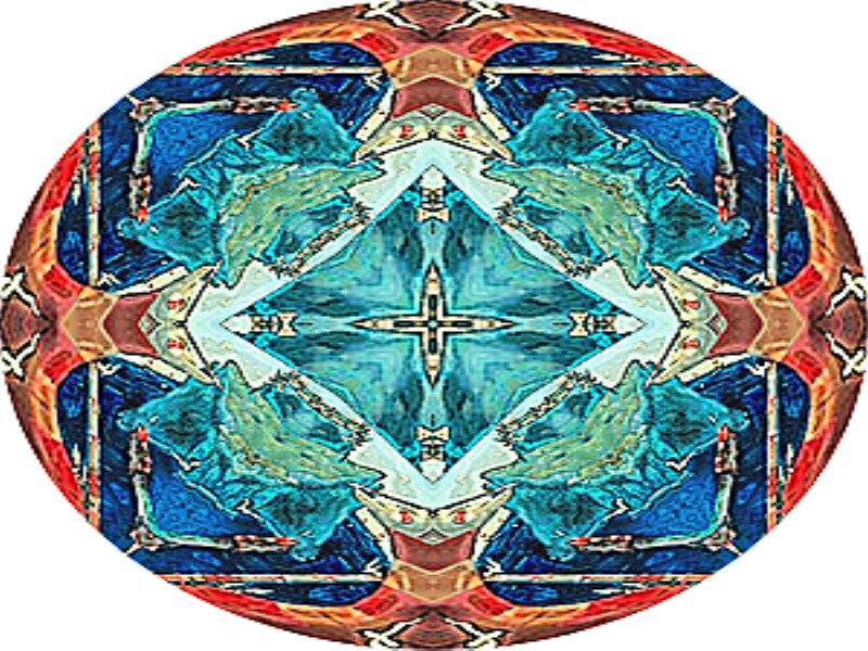 Symmetrical Mandala Pattern — Blue, Digital Art