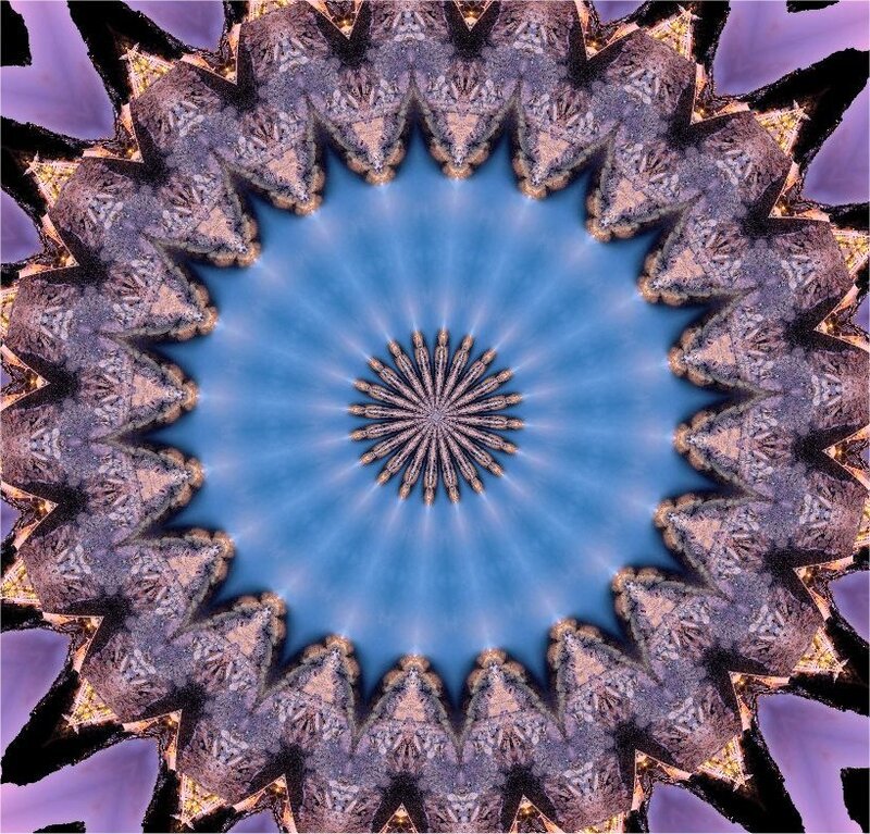 Symmetrical Mandala Pattern — Blue, Hypnotic, Digital Art, Blue Center