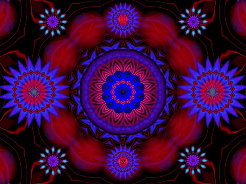 Symmetrical Mandala Pattern — Blue, Hypnotic, Digital Art