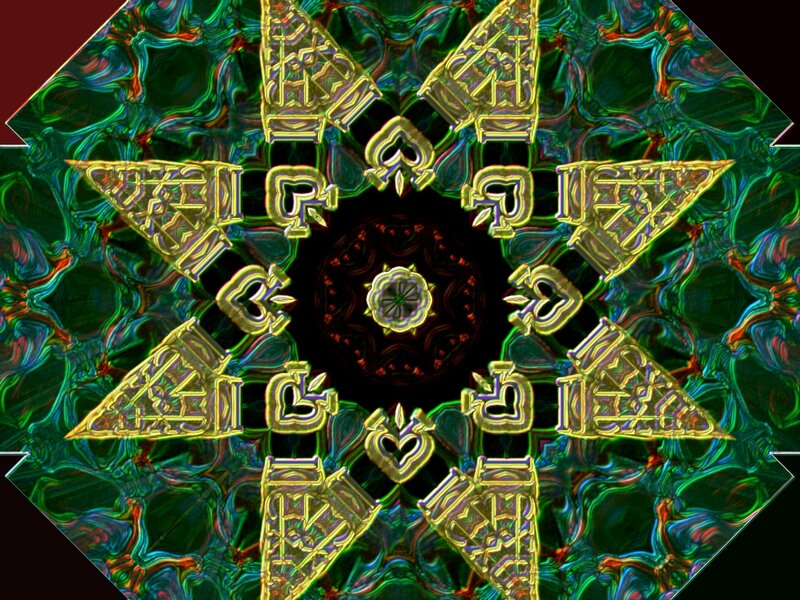Symmetrical Mandala Pattern — Green, Hypnotic, Digital Art, Geometric Shapes
