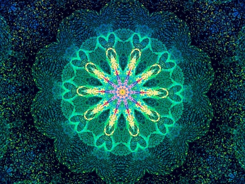 Symmetrical Mandala Pattern — Green, Hypnotic, Digital Art