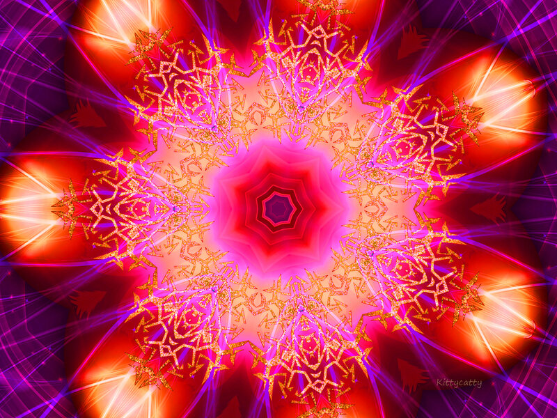 Symmetrical Mandala Pattern — Red, Vibrant, Digital Art