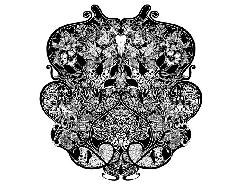 Symmetrical Mandala with Skulls