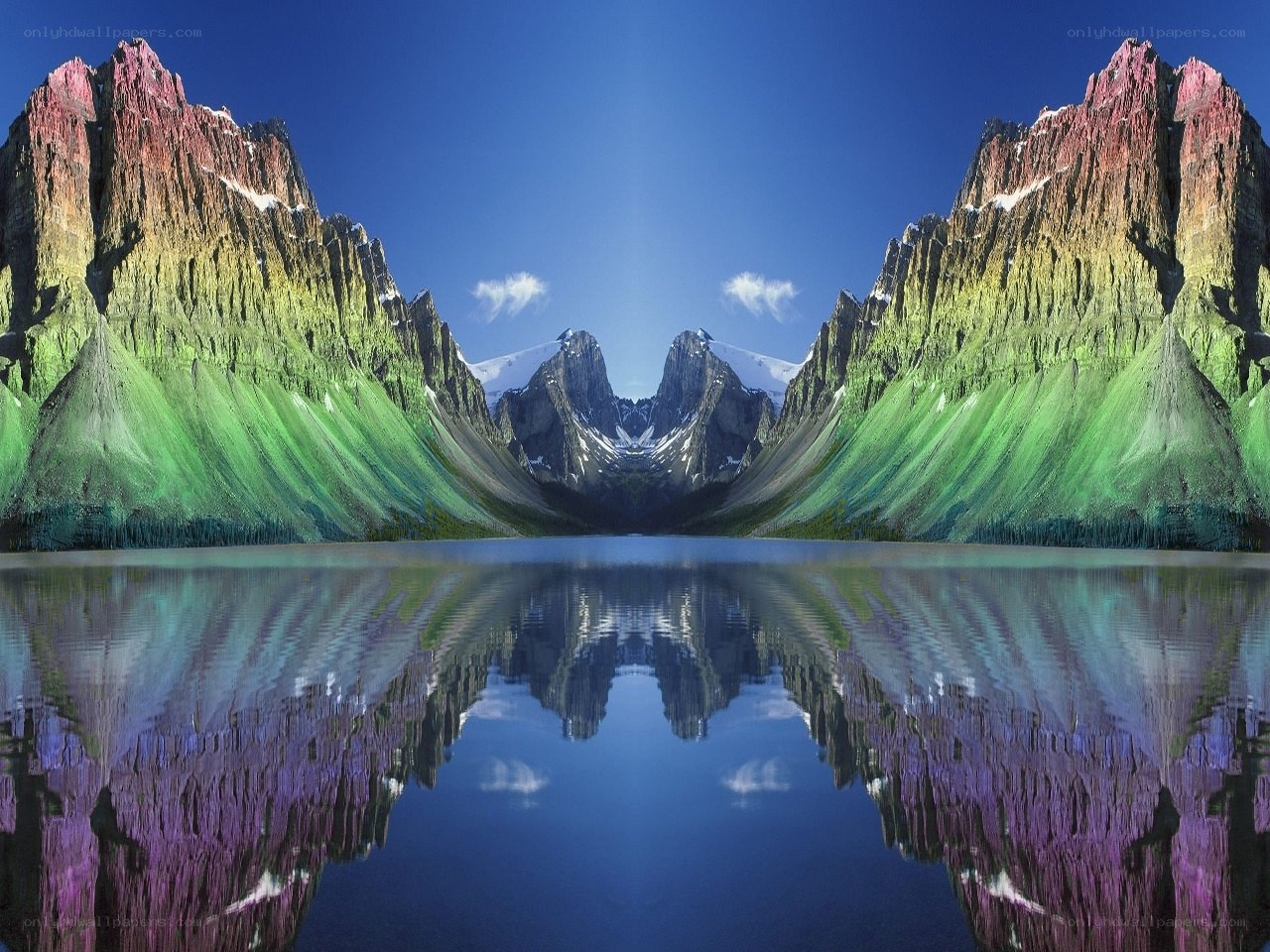 Symmetrical mountain reflection
