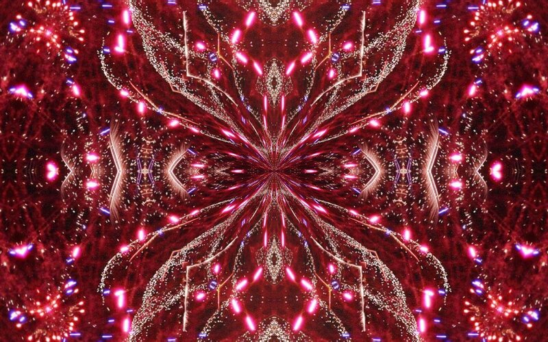 symmetrical neon light display
