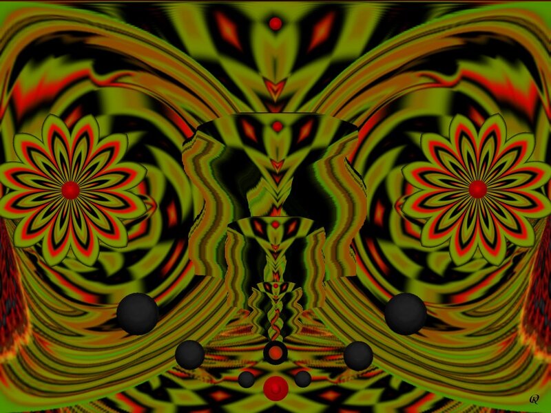 Symmetrical Psychedelic Pattern — Green, Hypnotic