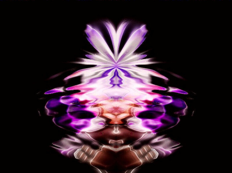 Symmetrical purple and white abstract design