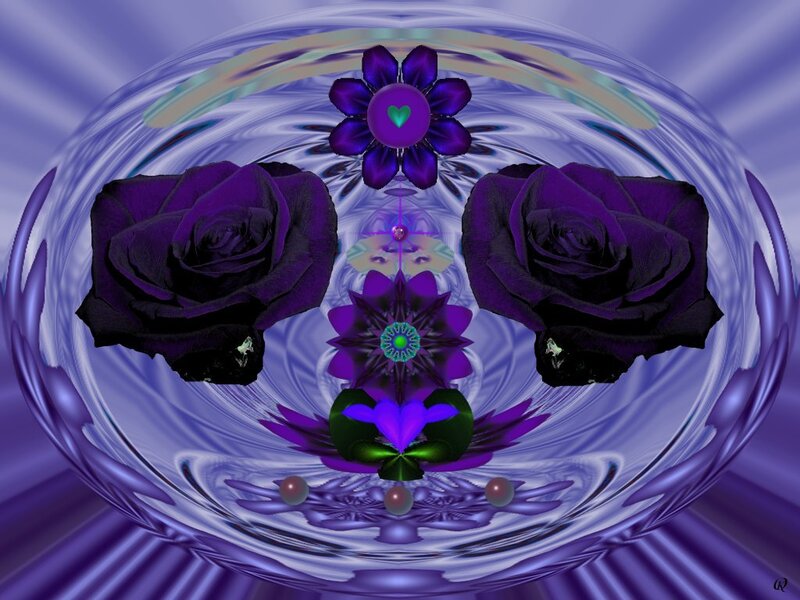Symmetrical purple floral design