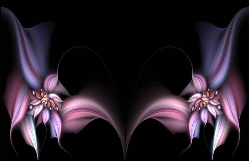 Symmetrical purple fractal flowers