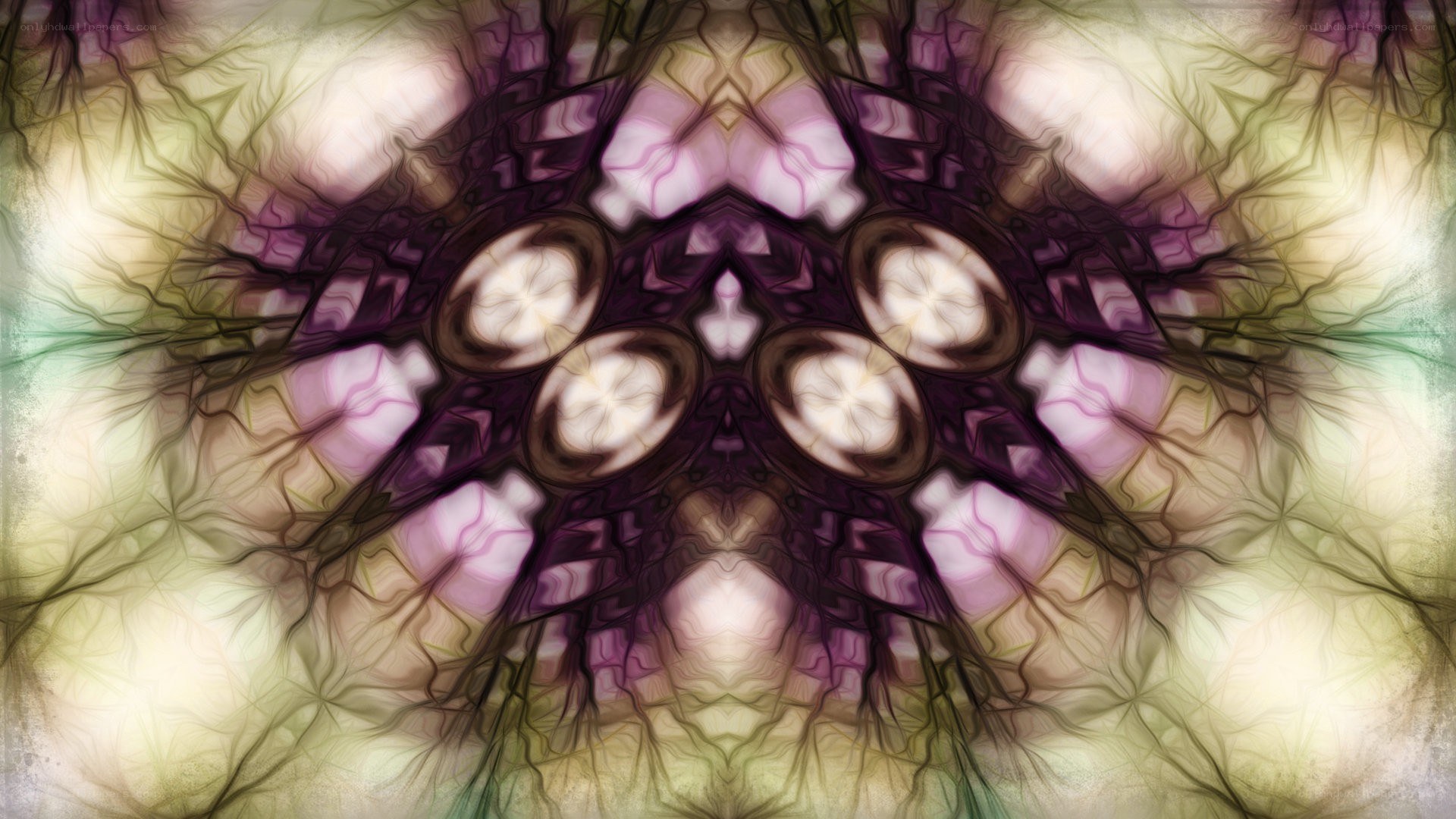 Symmetrical purple fractal pattern