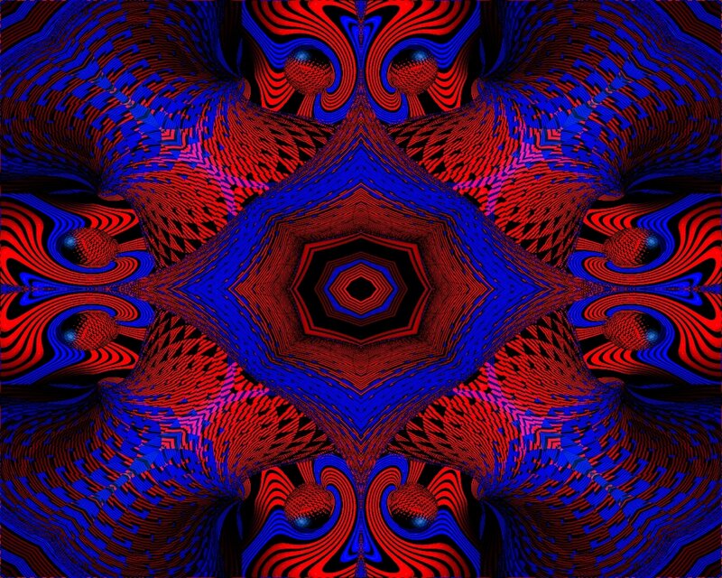 symmetrical red and blue fractal