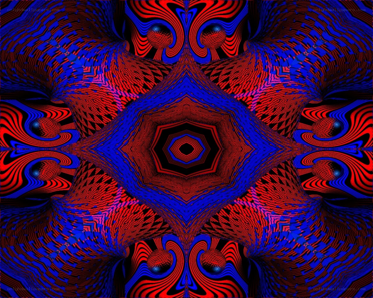 symmetrical red and blue fractal