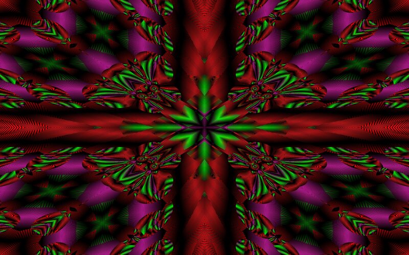 symmetrical red and green fractal