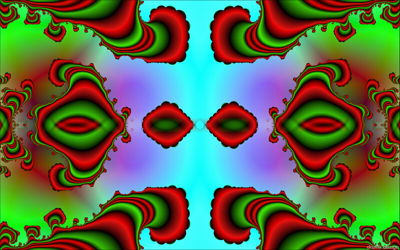 Symmetrical Red and Green Fractal — Vibrant
