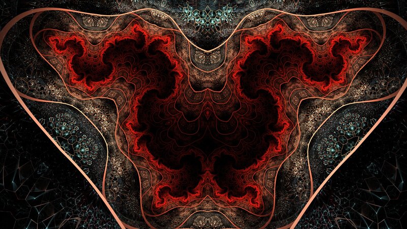 Symmetrical Red Fractal Pattern — Dramatic