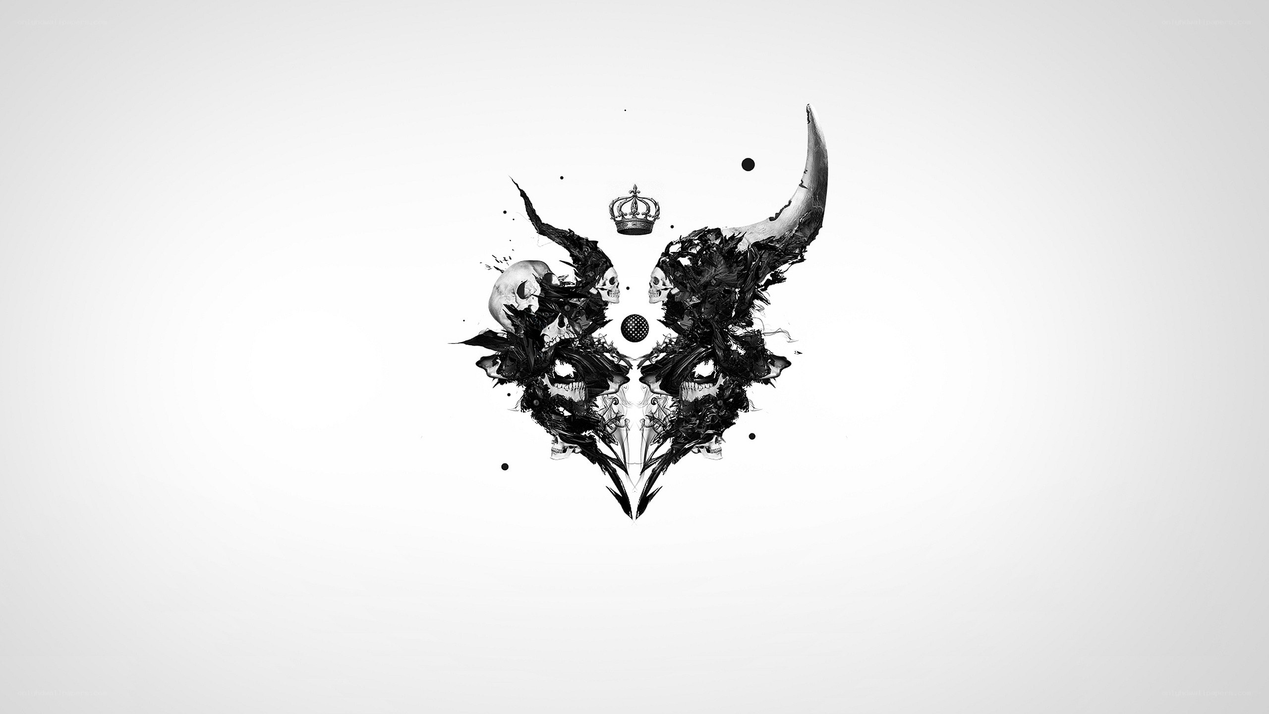 symmetrical skull and crown art