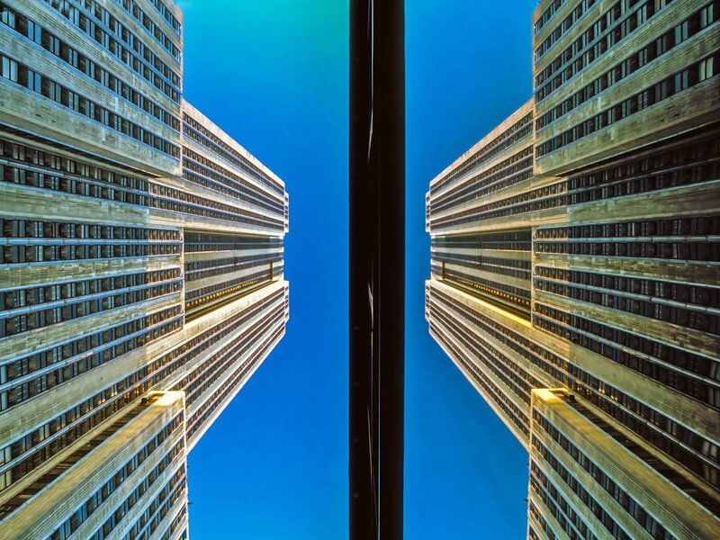 Symmetrical skyscraper view