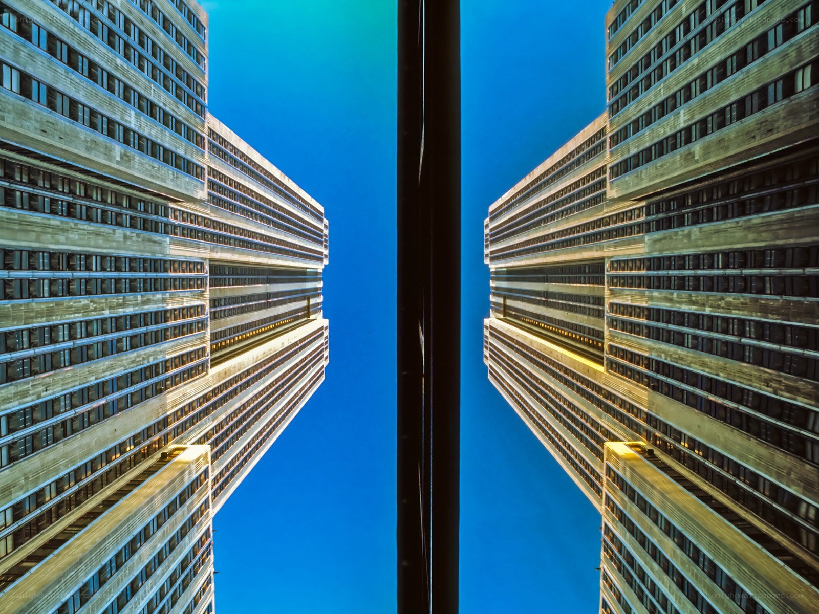Symmetrical skyscraper view