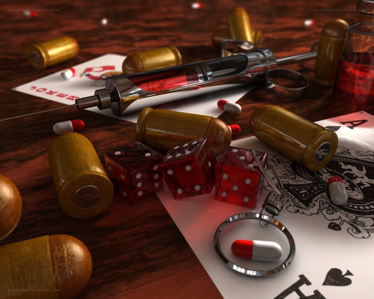 Syringe and gambling items
