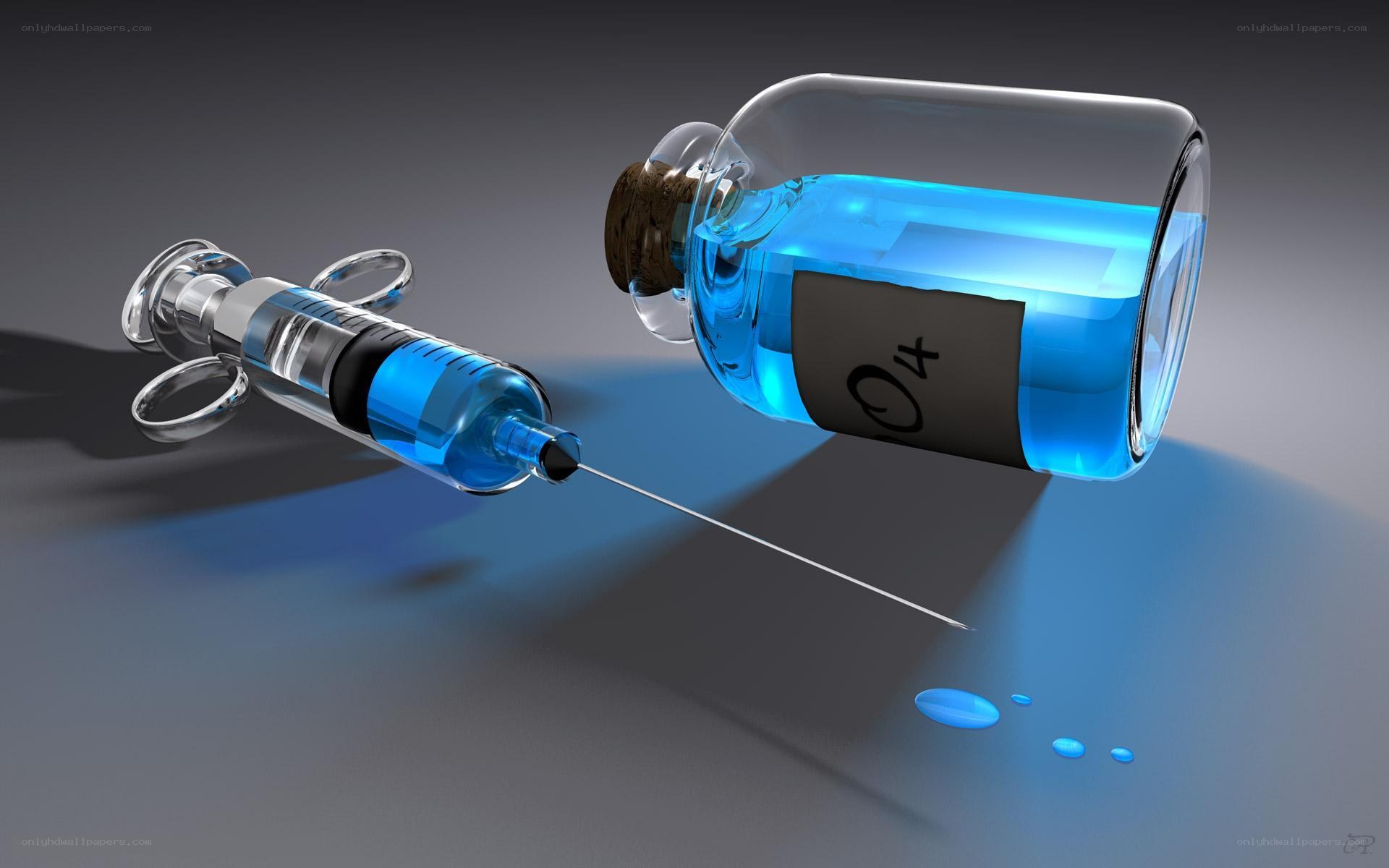 Syringe and medicine bottle