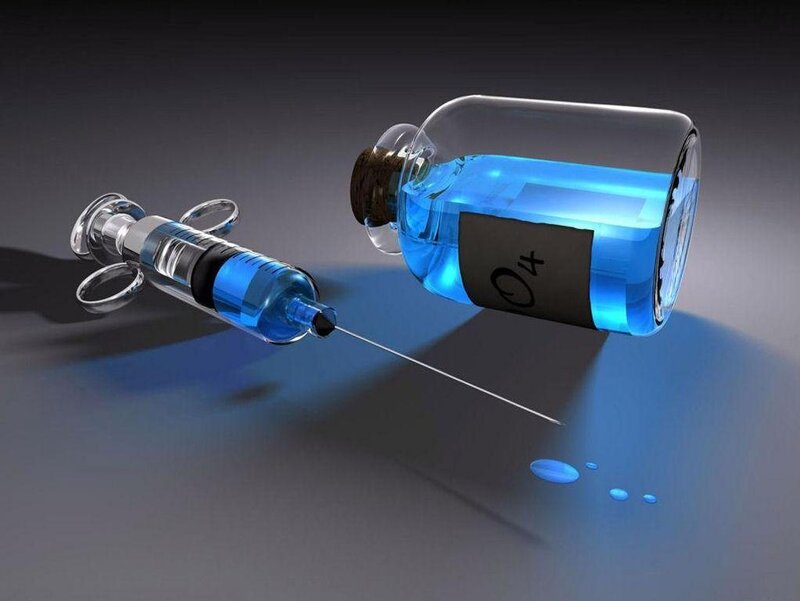 Syringe and Vial — Blue, Clinical, 3d Render