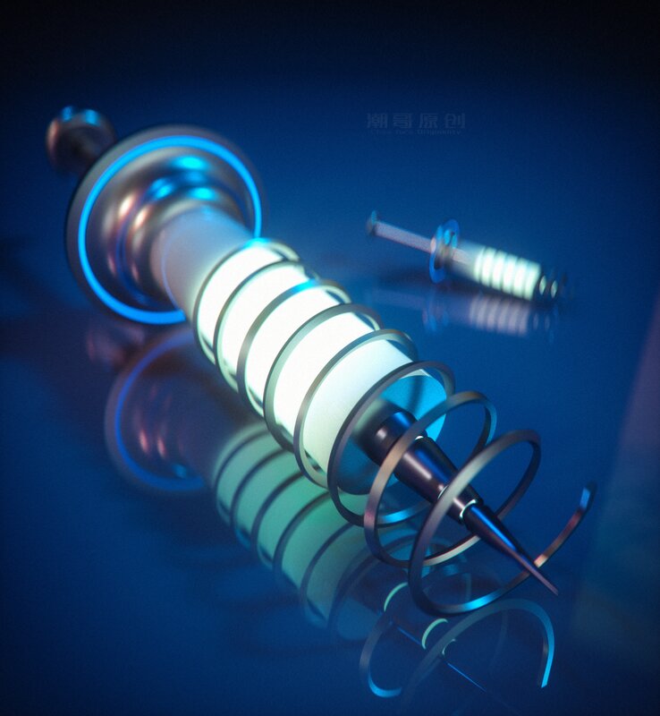 Syringe with Glowing Rings