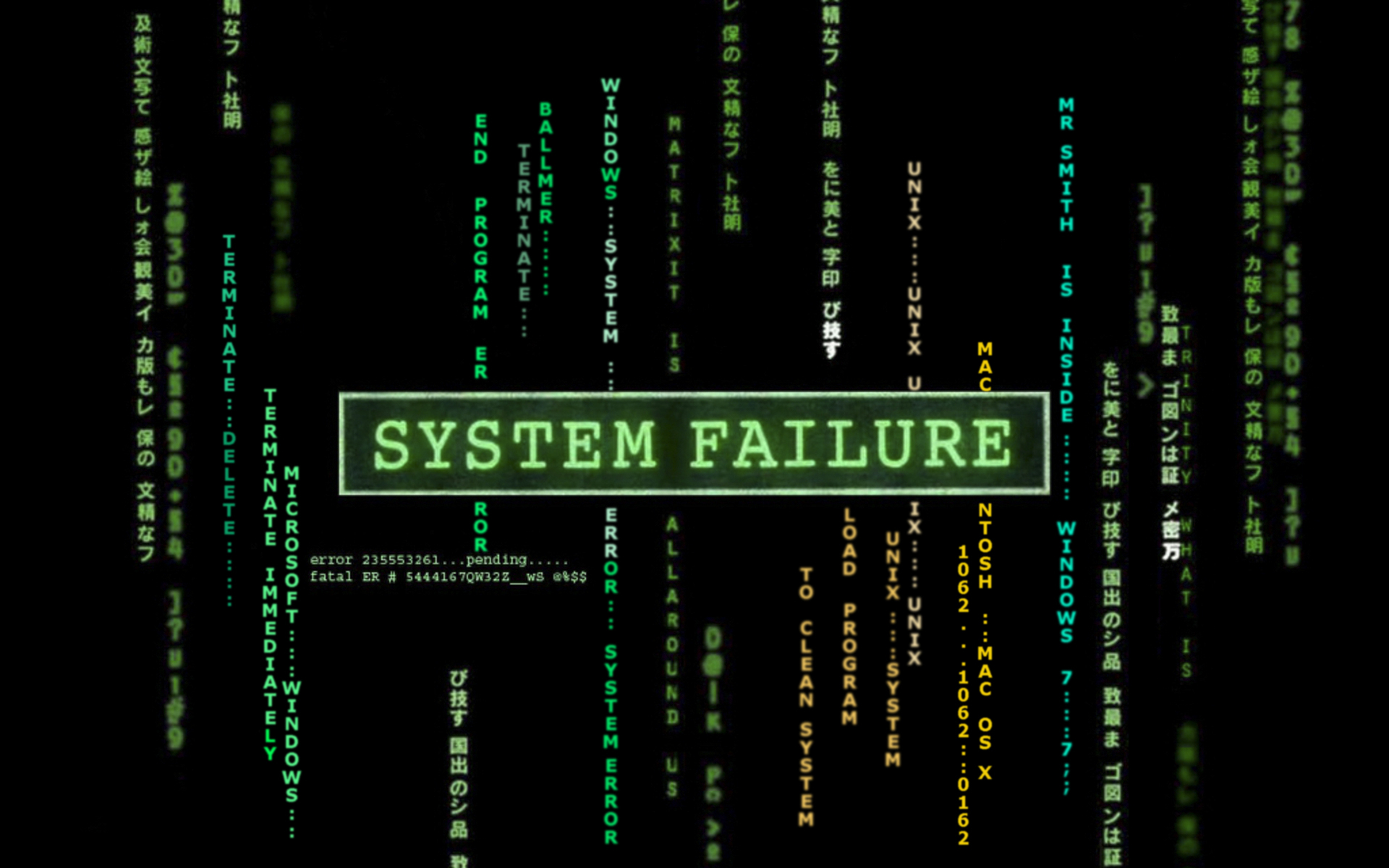 System failure screen