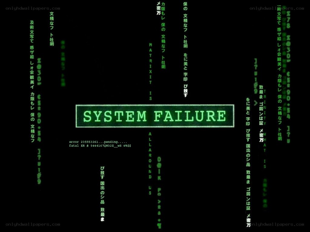 System failure screen