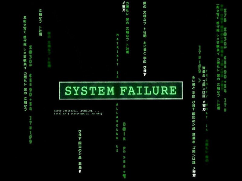 System Failure Screen — Black, Dramatic, Night