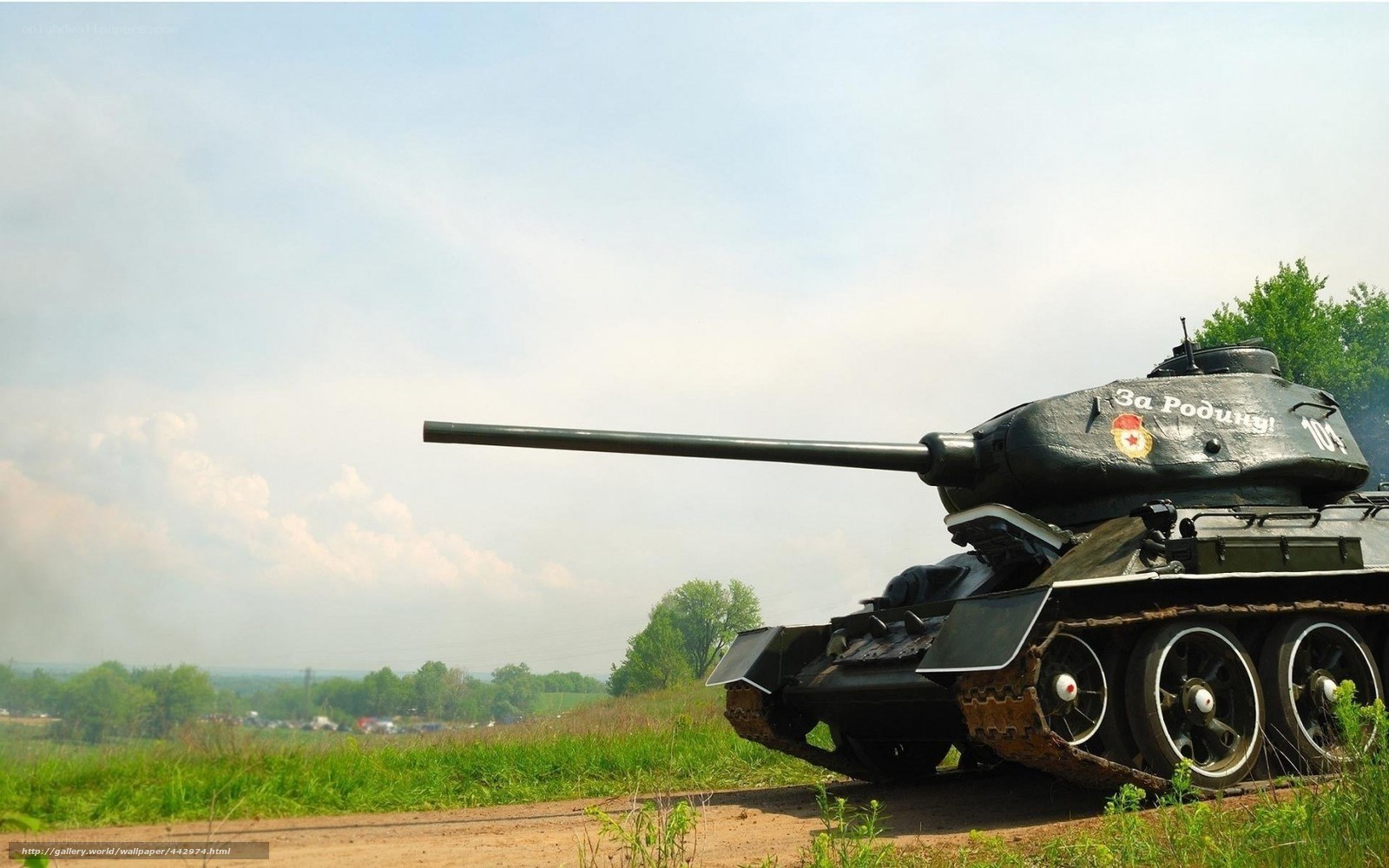T-34 tank on a dirt road
