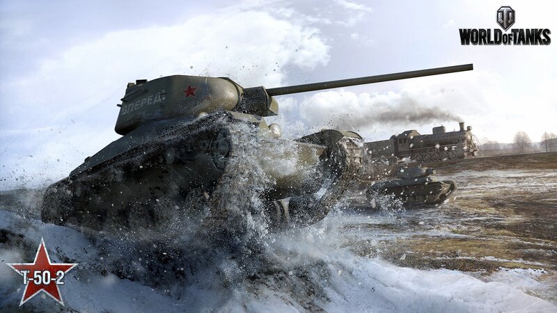 T-50-2 Tank in Snow — Gray, Dramatic