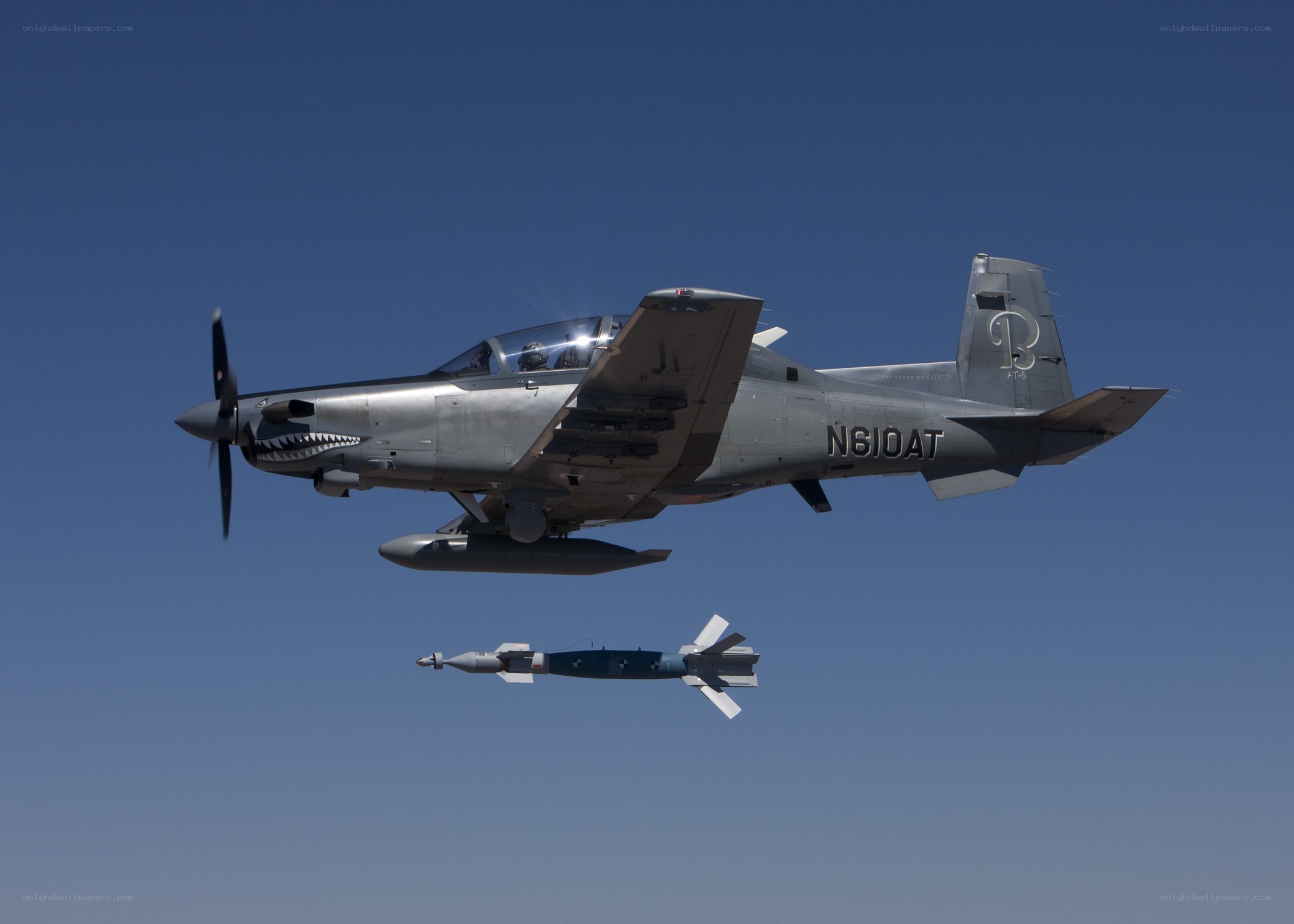 T-6 Texan II dropping a bomb