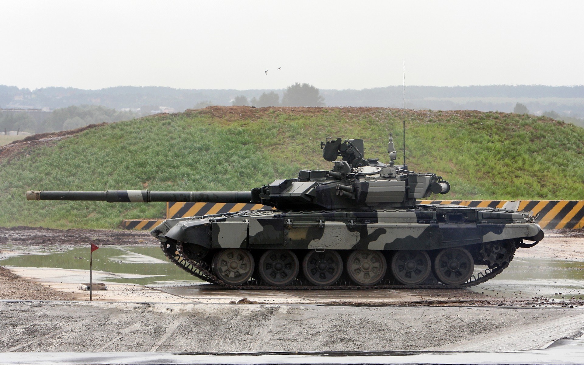 T-72 tank on a test track