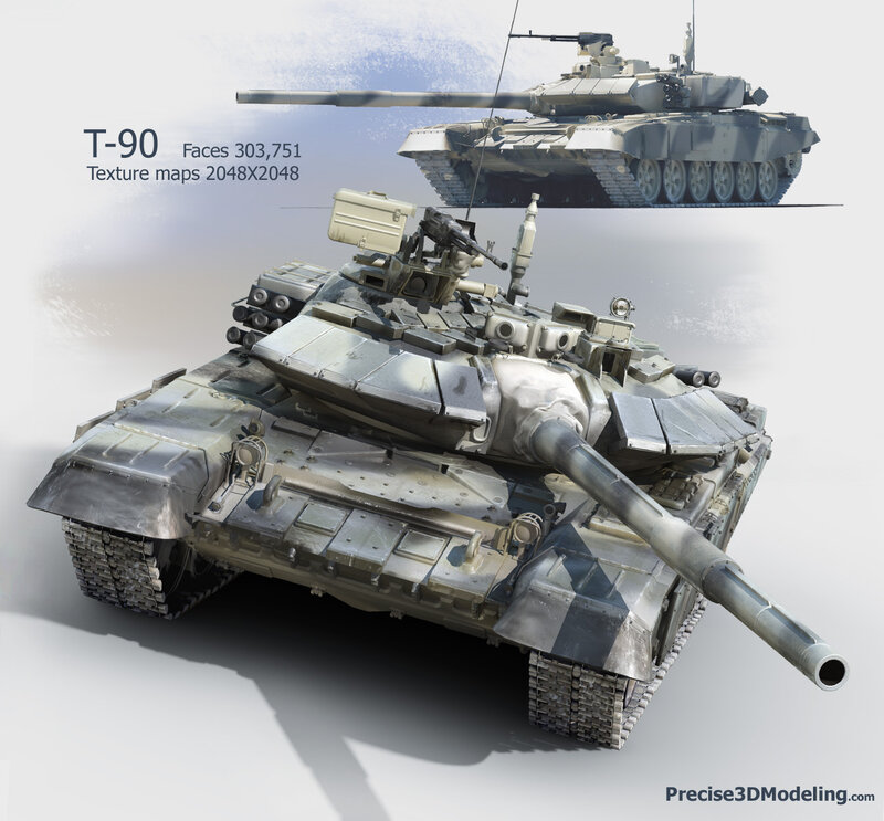 T-90 Tank 3D Model