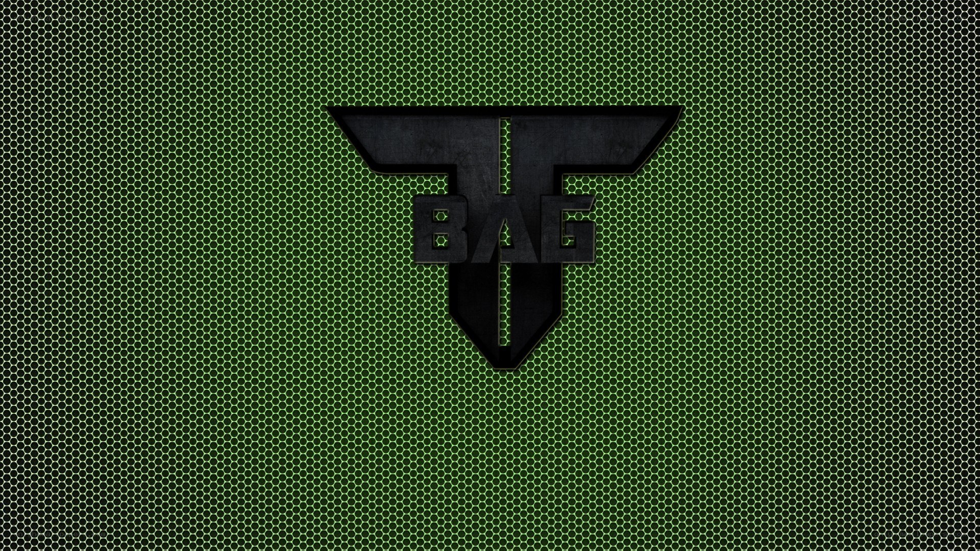 T Bag logo on green mesh