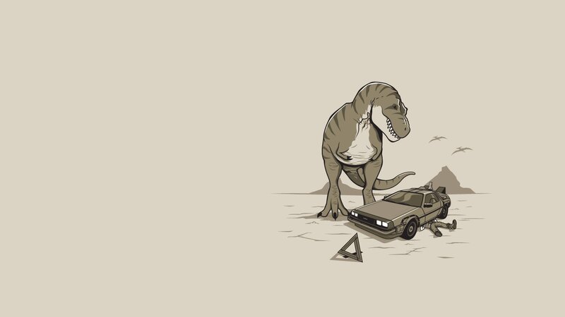 T-Rex and DeLorean Car