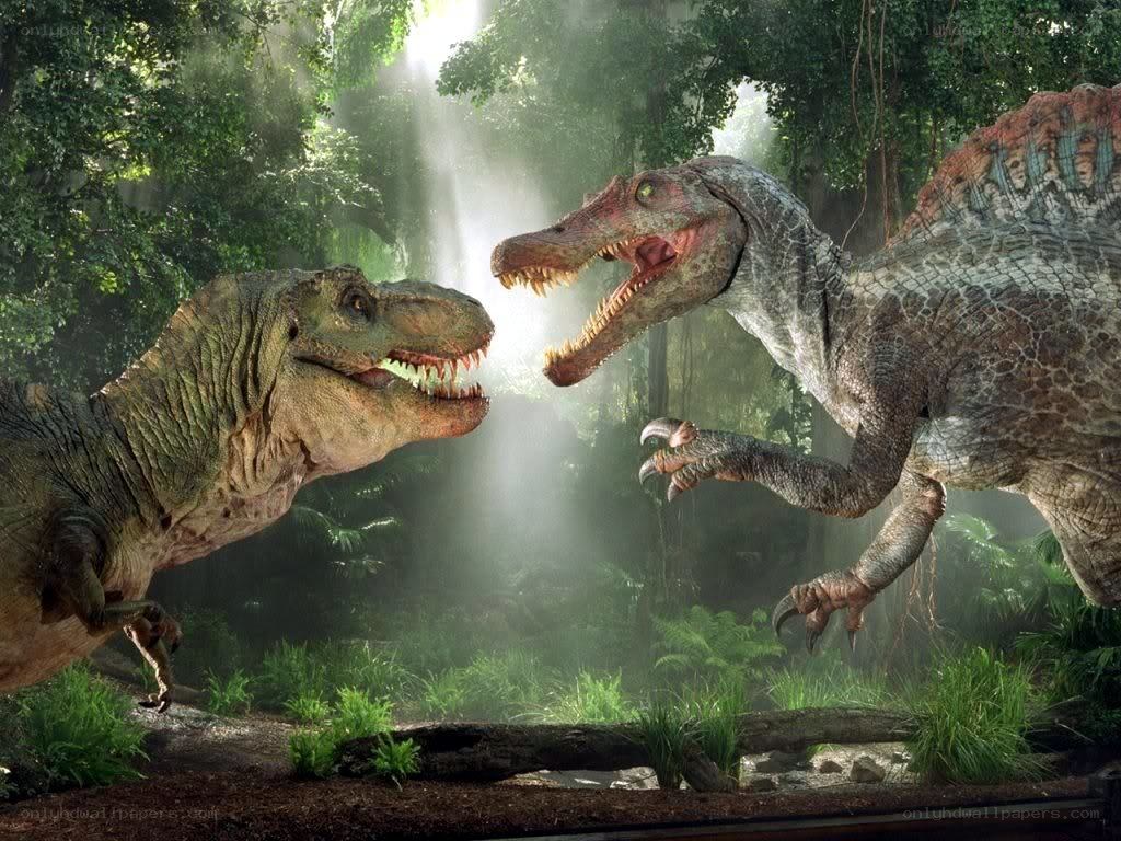 T-Rex and Spinosaurus confrontation