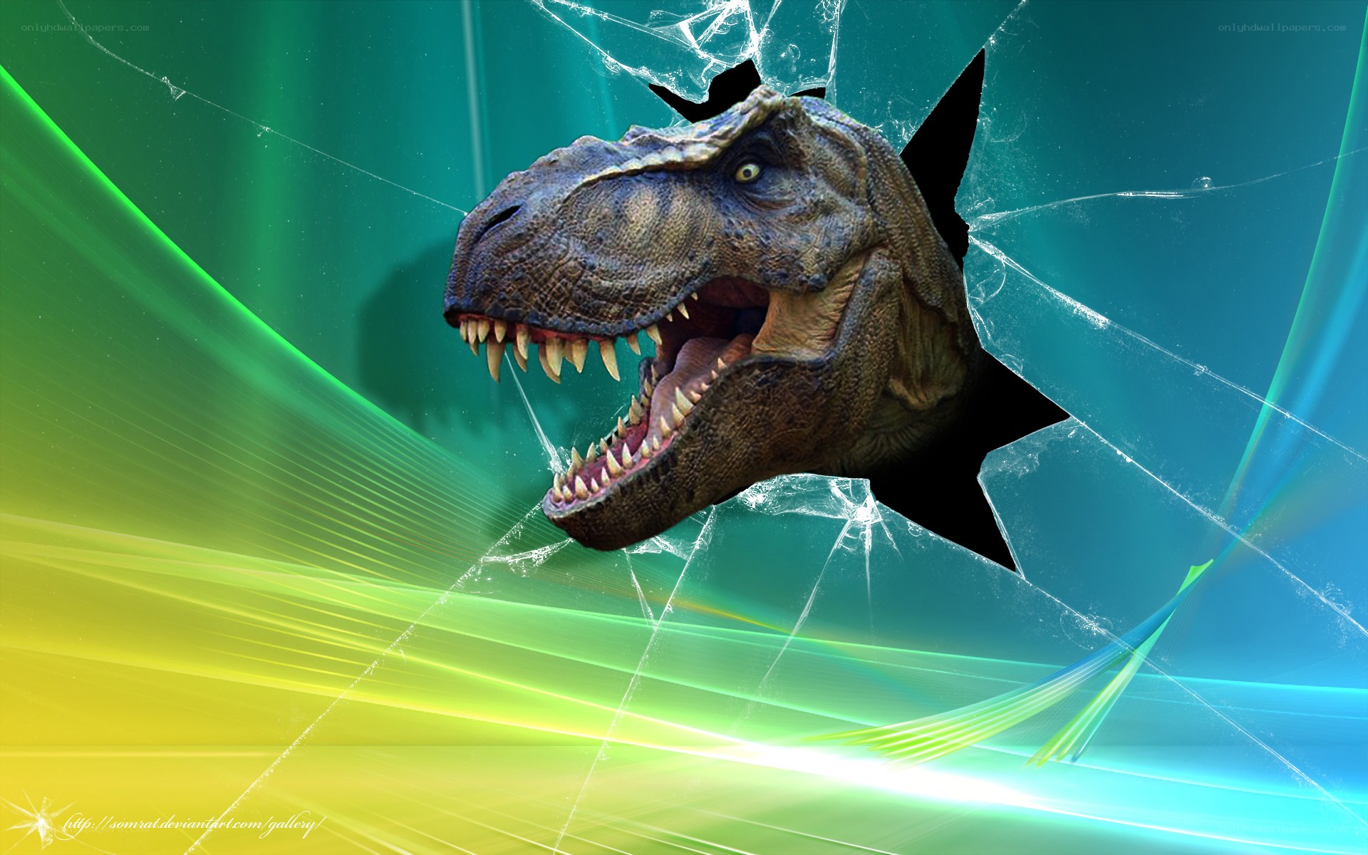 T-Rex breaking through screen