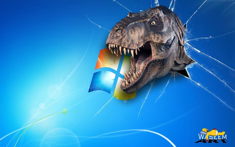 T-Rex breaking through Windows desktop