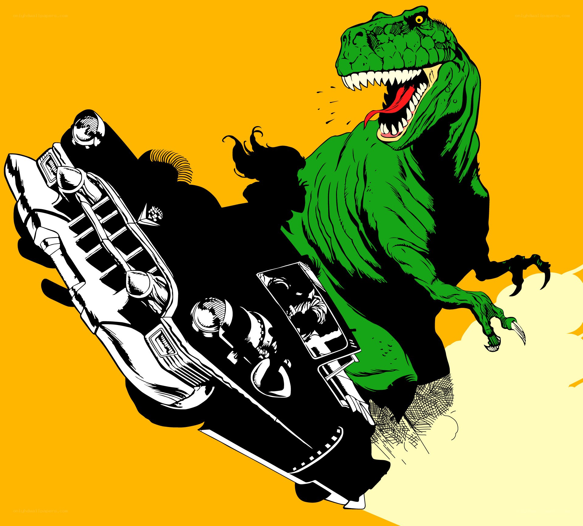 T-Rex chasing car