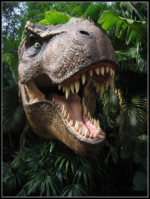 T-Rex head in jungle
