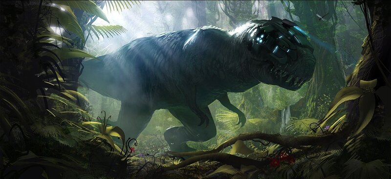 T-Rex in a lush jungle