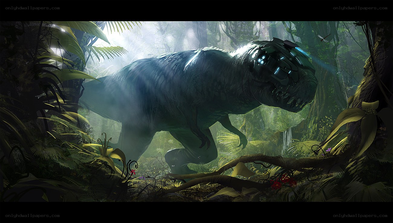 T-Rex in a lush jungle