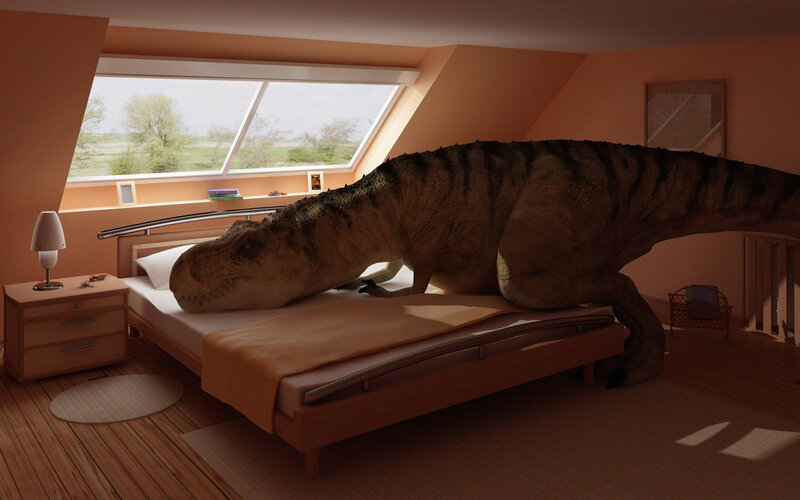 T-Rex in bedroom