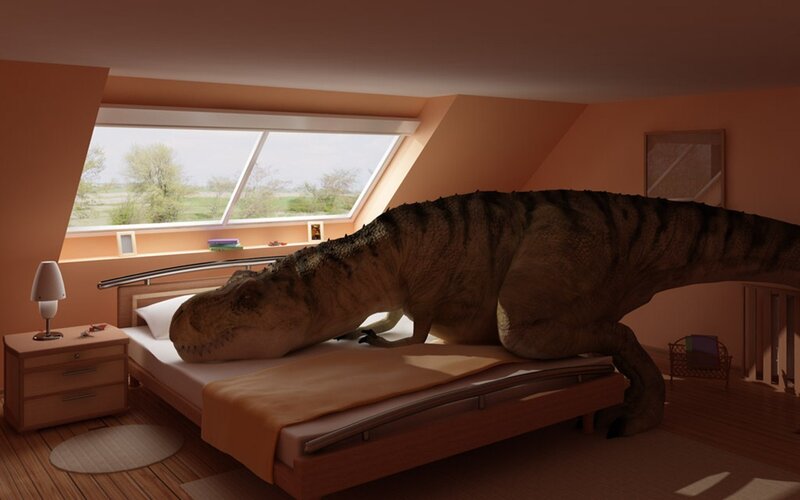 T-Rex in bedroom