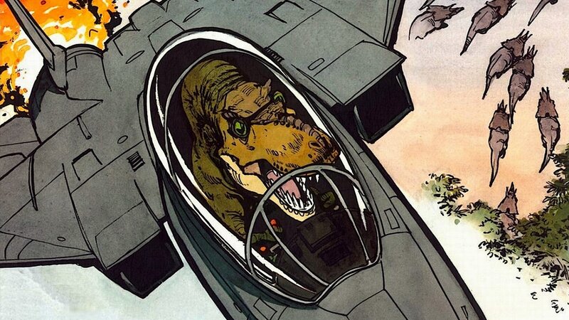 T-Rex in Fighter Jet — Gray